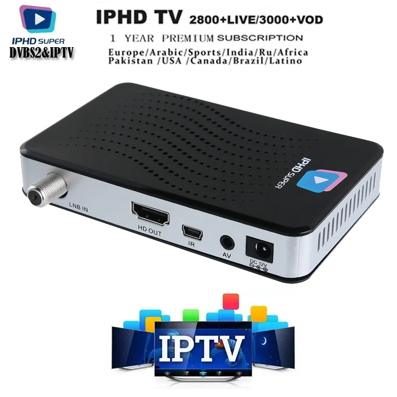 

IPHD Satellite Receiver 1 Year Free IPTV Subscription DVBS2 Satellite TV Receiver France UK German Arabic Belgium Sweden IPTV