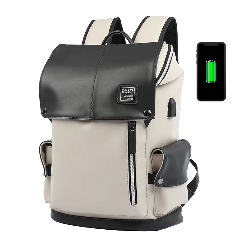 Мужской рюкзак с USB зарядкой из искусственной кожи рюкзаки для ноутбука