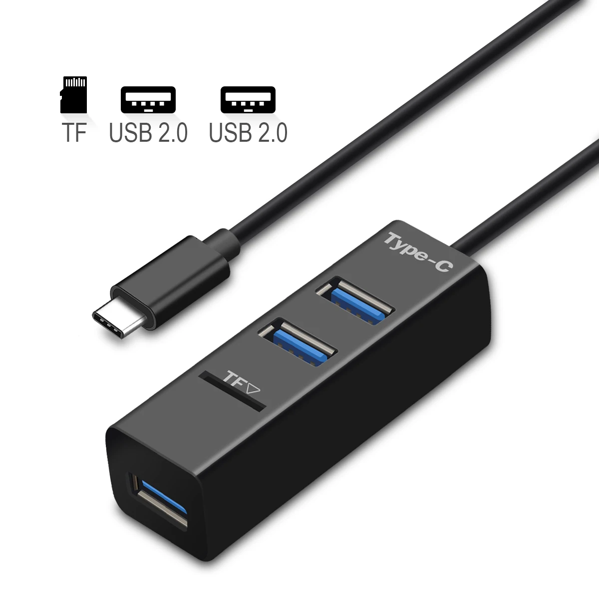 USB концентратор Type C на 3 порта разветвитель с кардридером TF для Macbook Pro iMac ПК