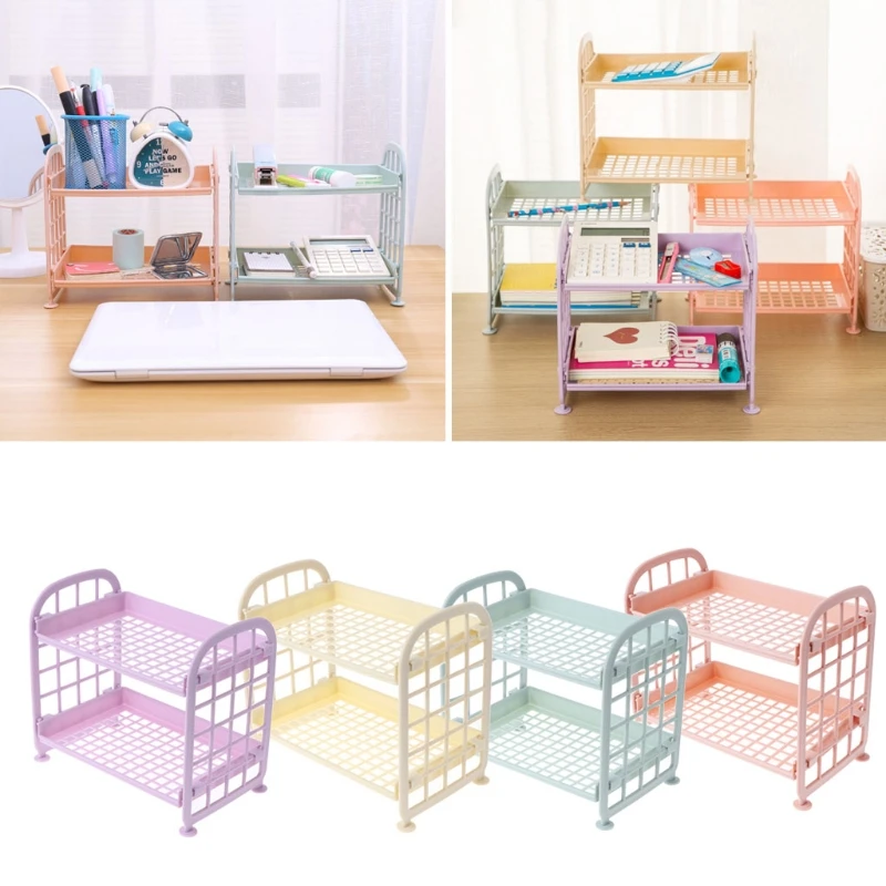 Home Use 2 Layer Hollow Plastic Storage Shelf Holder Kitchen Organization font b Desktop b font