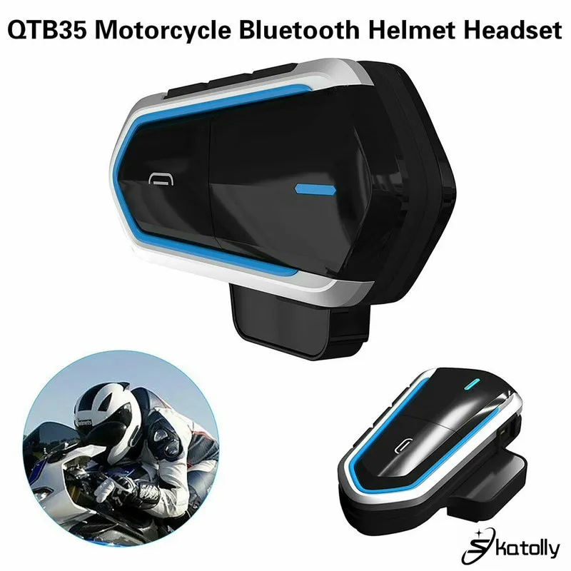 

QTB35 Bluetooth Helmet Stereo Headset Wireless Bluetooth Waterproof Headphones Compatible with Most Motorcycle Scooter Helmets