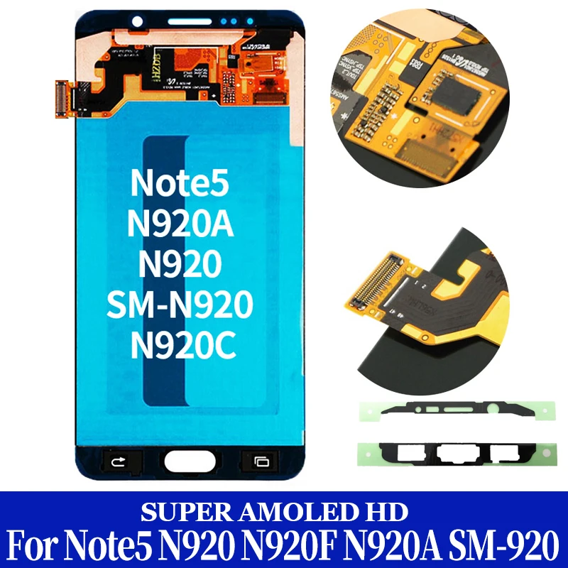 

original For Samsung Galaxy NOTE 5 N920 N920F LCD Display Touch Screen Digitizer Assembly Replacement For SAMSUNG NOTE 5 LCD