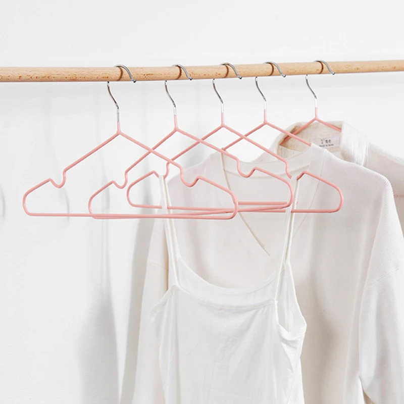 Clothes Hanger Storage Hanger 10Pcs T Shape Steel Wire Hangers For Adult Clothes Coat Storage Rack Drying Anti-skid Hanging Wardrobe Organizer Holder 40cm
