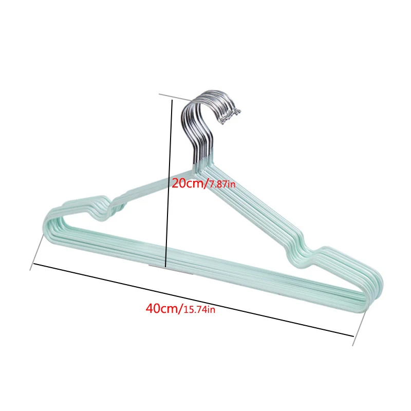 Clothes Hanger Storage Hanger 10Pcs T Shape Steel Wire Hangers For Adult Clothes Coat Storage Rack Drying Anti-skid Hanging Wardrobe Organizer Holder 40cm