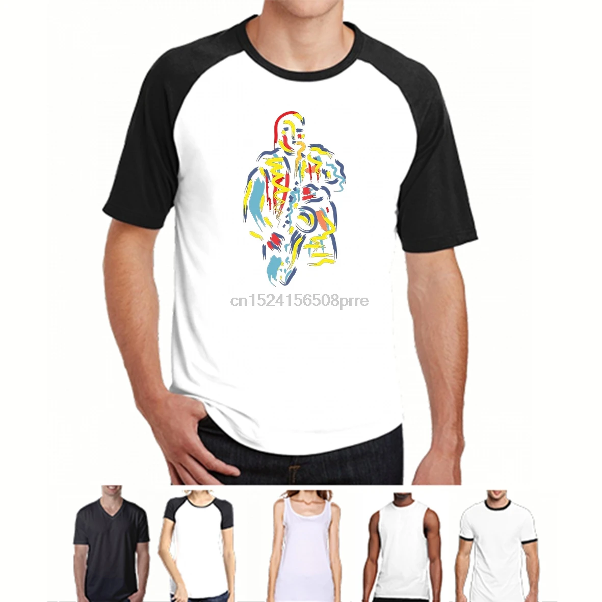 

Funny t shirt men novelty women tshirt Colorful Jazz Saxophone Player T-shirt