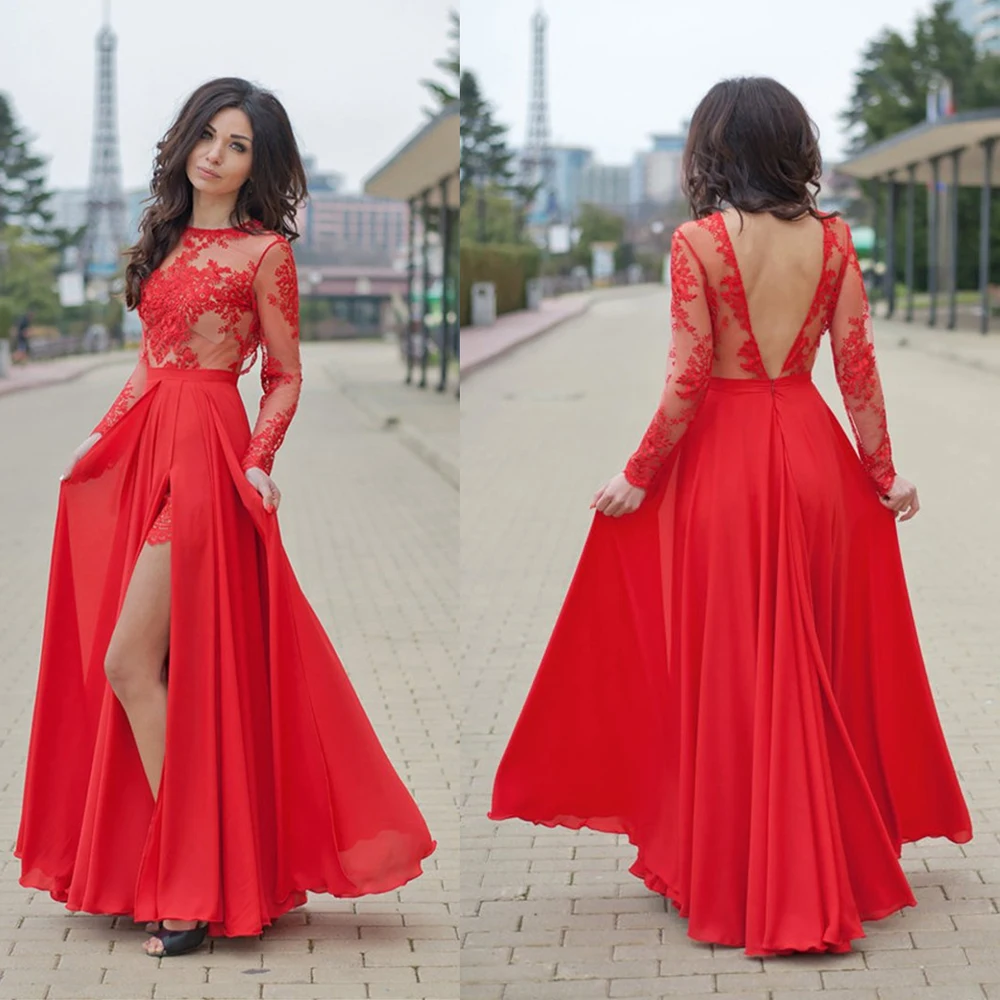 open back chiffon dress