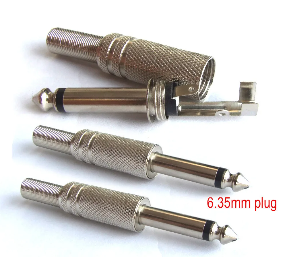 

100PCS 1/4in 6.35mm plug Mono Metal audio cable connectors spring for Headphones