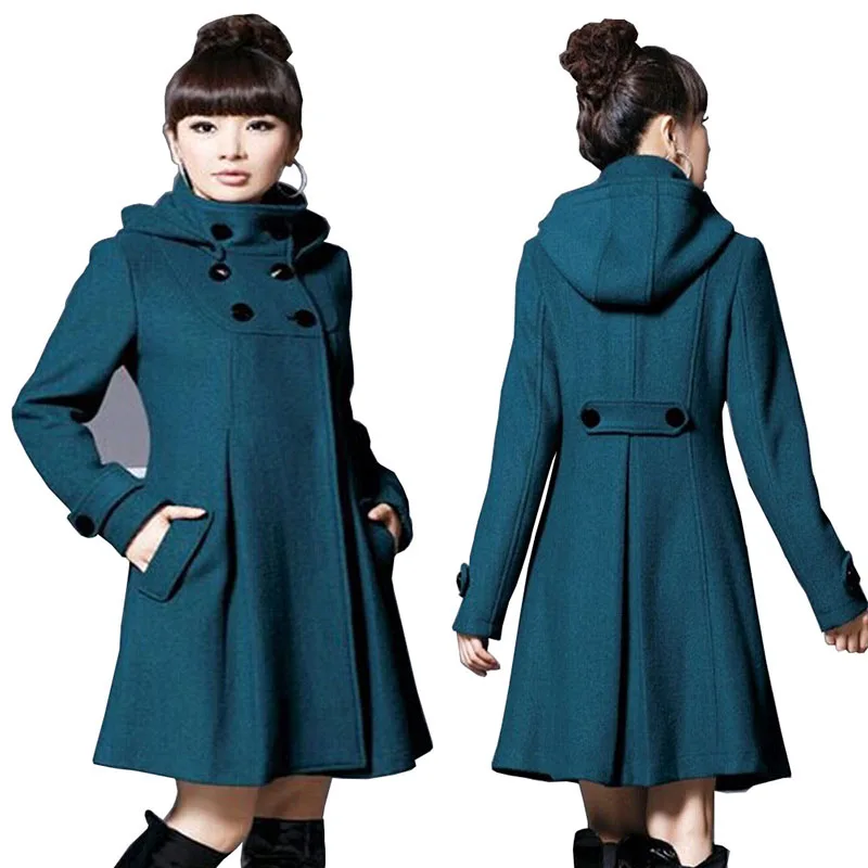 

2018 New Winter Coat Women Autumn Fashion Stand Collar Hooded Outwear Fashion Loose Wool Blend Coat Elegant Ladies Jackets Mujer