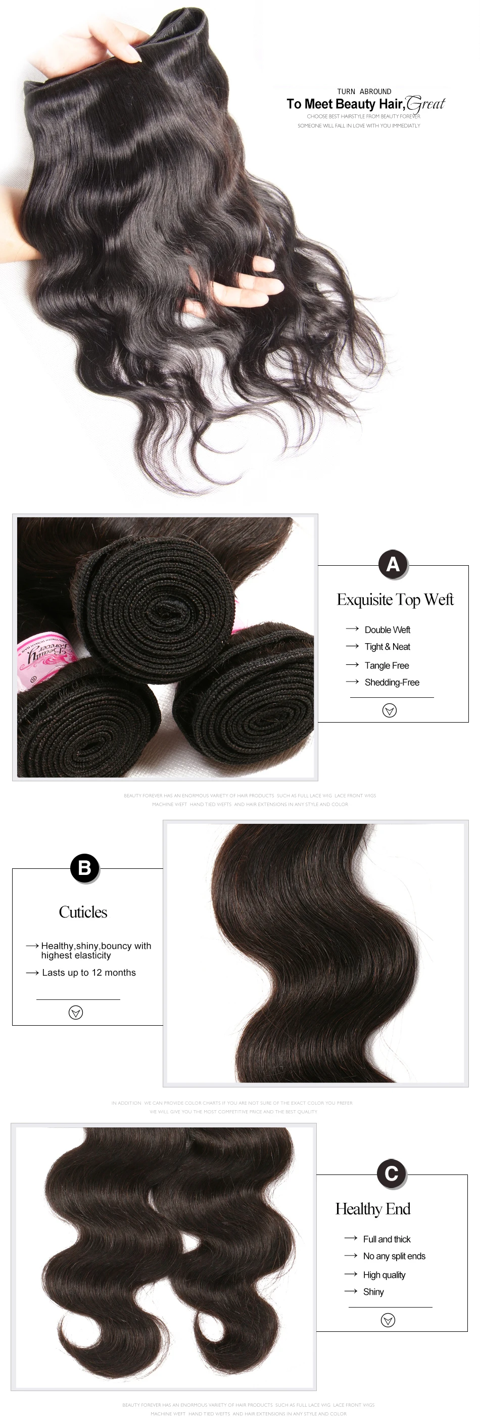 Beauty forever бразильские волосы объемная волна 4 пучка Remy человеческие волосы волны натуральный цвет могут быть окрашены