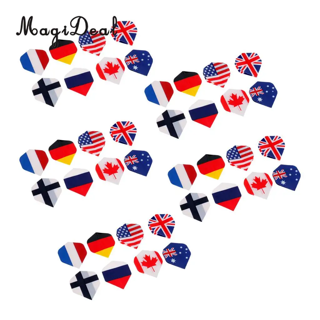 MagiDeal 40 Pieces  Durable Extra Strong Standard Dart Flights Professional Darts Accessories - Multicolor - Flag Design 