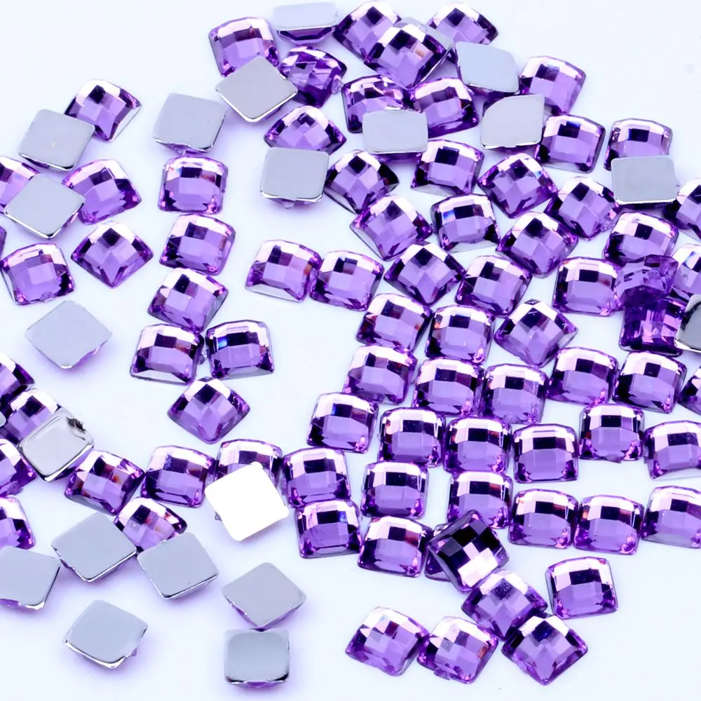 07 Light purple Квадратные граненые Акриловые стразы с плоской задней поверхностью, 4 мм, 5 мм, 6 мм, много цветов для дизайна ногтей, клеевые бусины, сделай сам, изготовление ювелирных изделий - Цвет: 07 Light purple