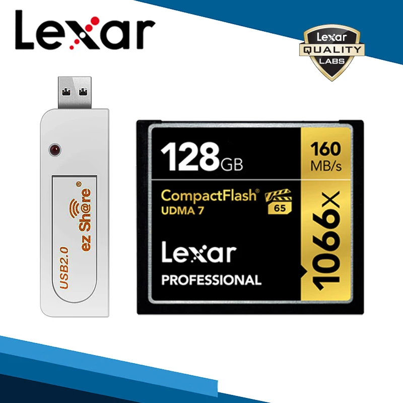 Lexar 1066x Compactflash карта с ez Share WiFi USB 2,0 ридер 256 ГБ CF карты памяти 128 ГБ Cf память 64 Гб ридеры 32 Гб