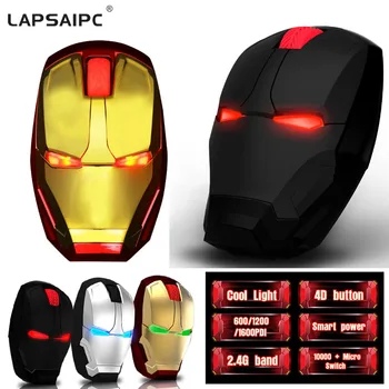 

Lapsaipc Iron Man Mouse Wireless Wi-Fi Mouse Gaming Mouse gamer Mute Button Silent Click 800/ 2400DPI Adjustable computer mice