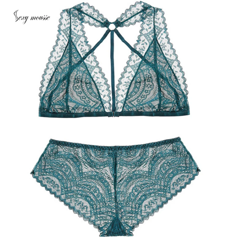 sexy mousse Y line straps front closure bra and briefs sets thin cup