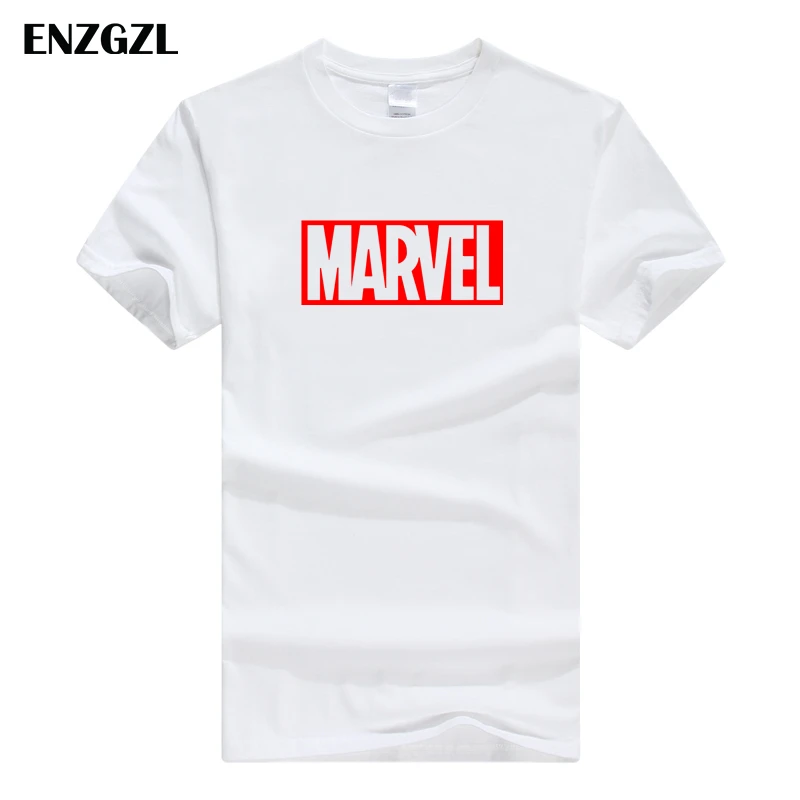 ENZGZL одежда летние футболки мужские MARVEL хлопок короткий рукав Футболка облегающая Мужская футболка с круглым вырезом XS S M L XL уличная одежда - Цвет: D-R-WHITE