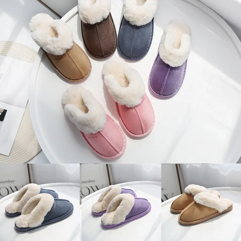 

Oeak Home Slippers Women Plush Slipppers Female House Indoor Man Bathroom Slippers Solid Adult For Lovers 2018 New