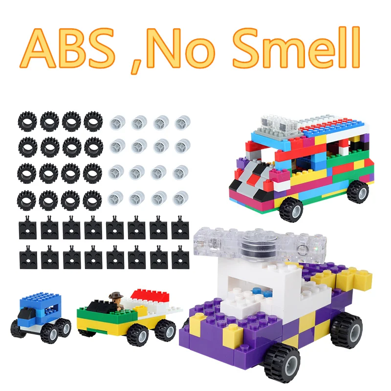

48PCS Car Wheels Axis Axle Set DIY Small Building Blocks Car Wheels Accessories Eco-Friendly Material Education Toy For Children