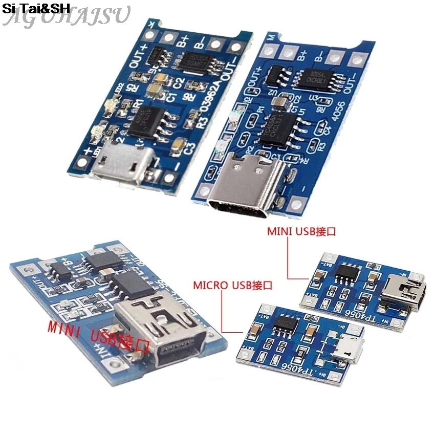 

type-c / Micro USB 5V 1A 18650 TP4056 Lithium Battery Charger Module Charging Board With Protection Dual Functions 1A Li-ion