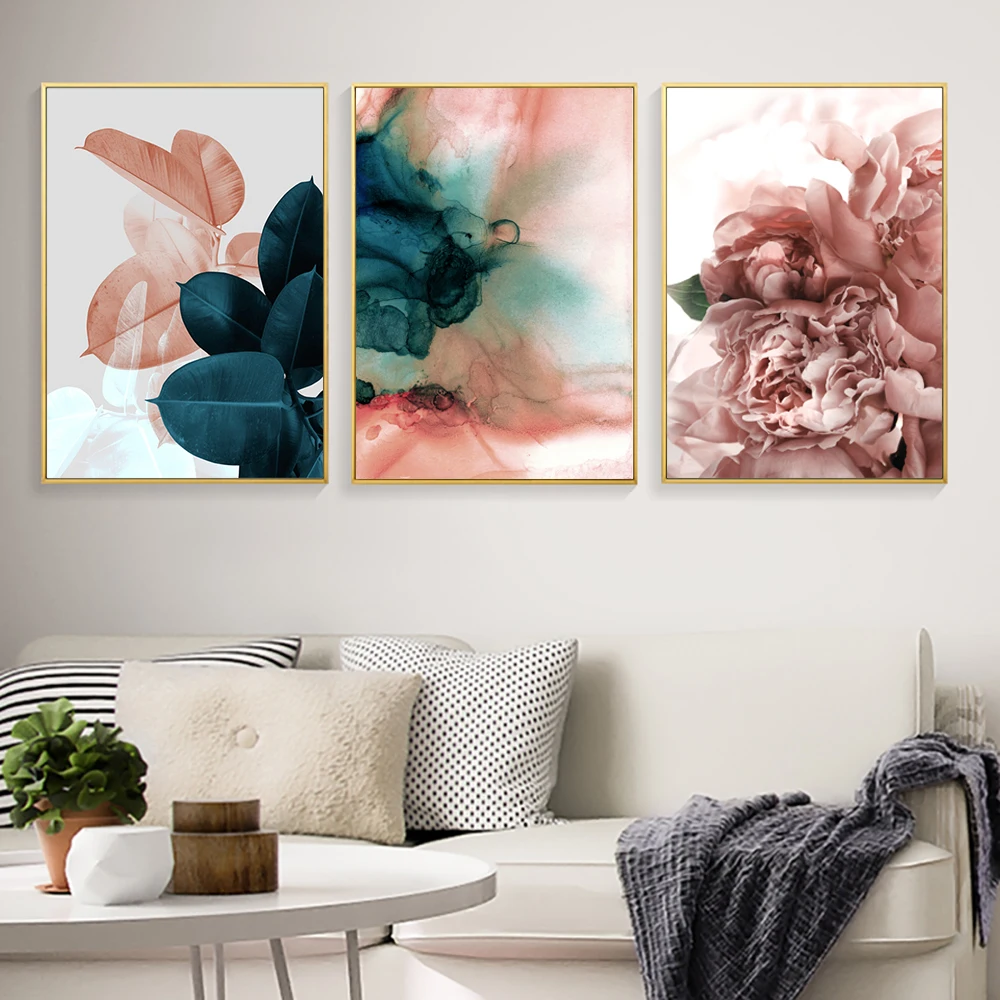 

Abstract Posters And Prints Flowers Canvas Prints Colorful Flower Canvas Painting for Living Room Picture Peonies Unframed