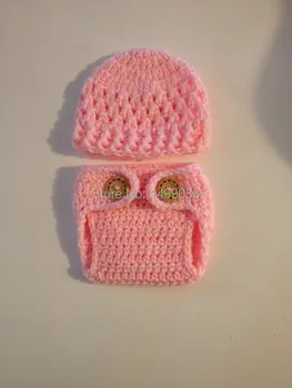 

Crochet Baby Girl Hat and Diaper Cover set Newborn Photo Prop Baby Girl Set
