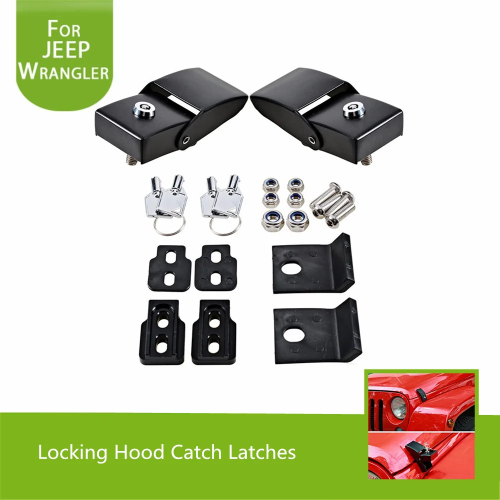 Aluminum Hood Lock Assembly Locking Hood Latches for 2007 2017 Jeep