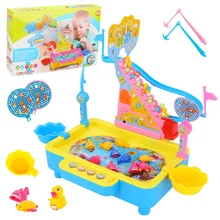 Электрический магнитный рыболовный игрушечный Утенок, лестница, музыкальный светильник, набор интерактивных игр, водные игры, детский подарок