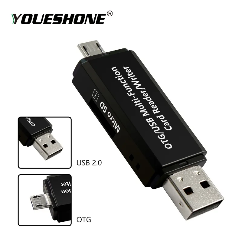 Считывающее устройство карт памяти Micro USB OTG к USB 2,0 адаптер SD кард-ридер для телефона Android