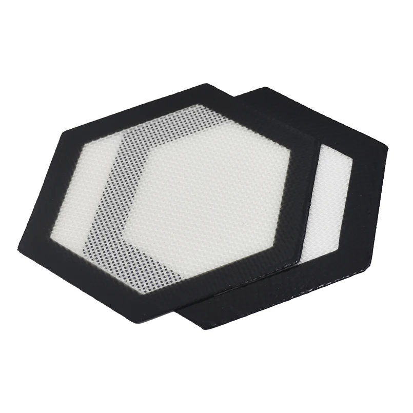 

10pcs Hexagon Fiber Glass Bho Slick oil Silicone Dab wax baking Mat Pad Can Bake butane Concentrate oil and hash herb - 7x7cm