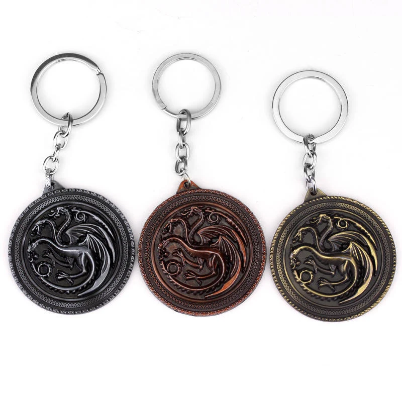 

MQCHUN Game of Thrones House Targaryen Gold Alloy Keychain For Fans 2017 New Song Of Ice And Fire Key Chain -50