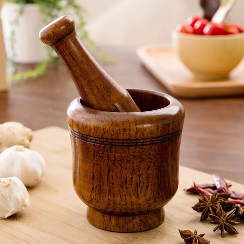 Деревянная чаша для специй Pestle ручной для чеснока кухонный гаджет для разбивания Смешивания шлифовальный медицинский контейнер многофункциональный раствор