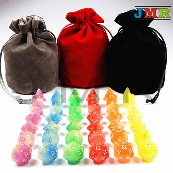 

6 Set of Mixing Glowing Dice D4 D6 D8 D10 D10% D12 D20 for DnD,portable Dice Dice with Number
