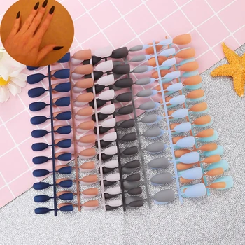 

24Pcs/Sheet Matte False Nails Pure Color Tips Patch Artificial Chip French Nail Art Extensions Accessories Fashion Fake Nails