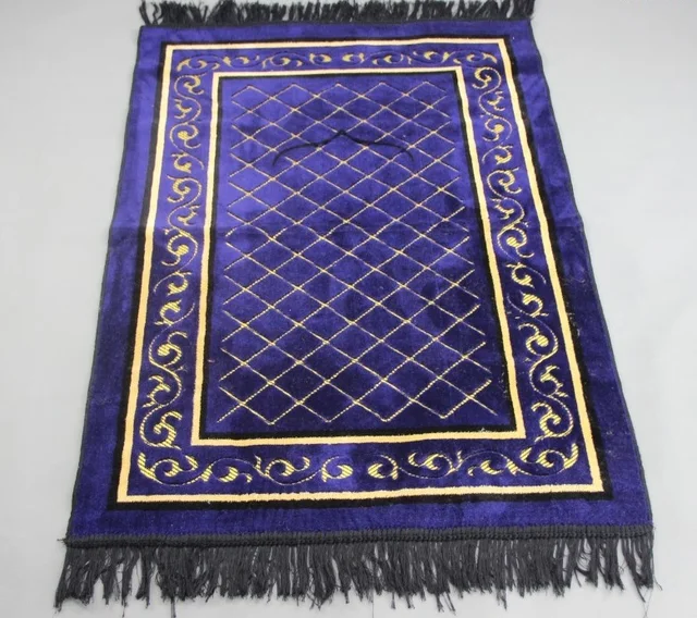 Velvet Flocked Jacquard Islamic Muslim Prayer Mat Blanket Salat