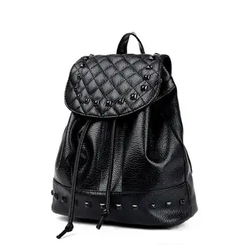 

062417 new hot lady rivet PU leather backpack female travel bag