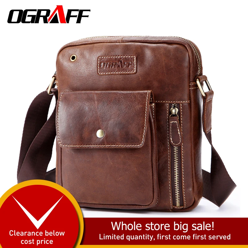 

OGRAFF Men bag Shoulder Bags Genuine Leather Bags Male Small Shoulder Handbags 2018 Luxury Designer Men Messenger Bag Cross Body