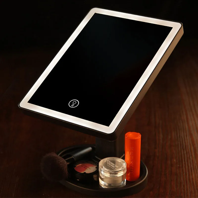 

Makeup mirror LED light mirror four side light beauty mirror USB charging 360 degree rotating touch sensing storage with