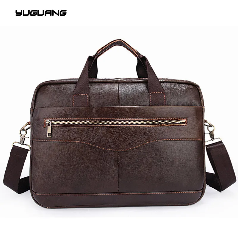 font b Leather b font bag Business Men bags Laptop Tote Briefcases Crossbody bags Shoulder