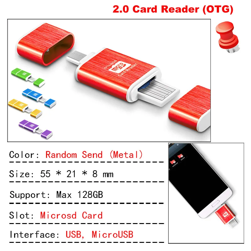 Kuman 2,0 OTG кард-ридер USB MicroUSB интерфейс с Micro SD TF слот для карты Y207 флэш-карта памяти ридер для мобильного телефона ПК