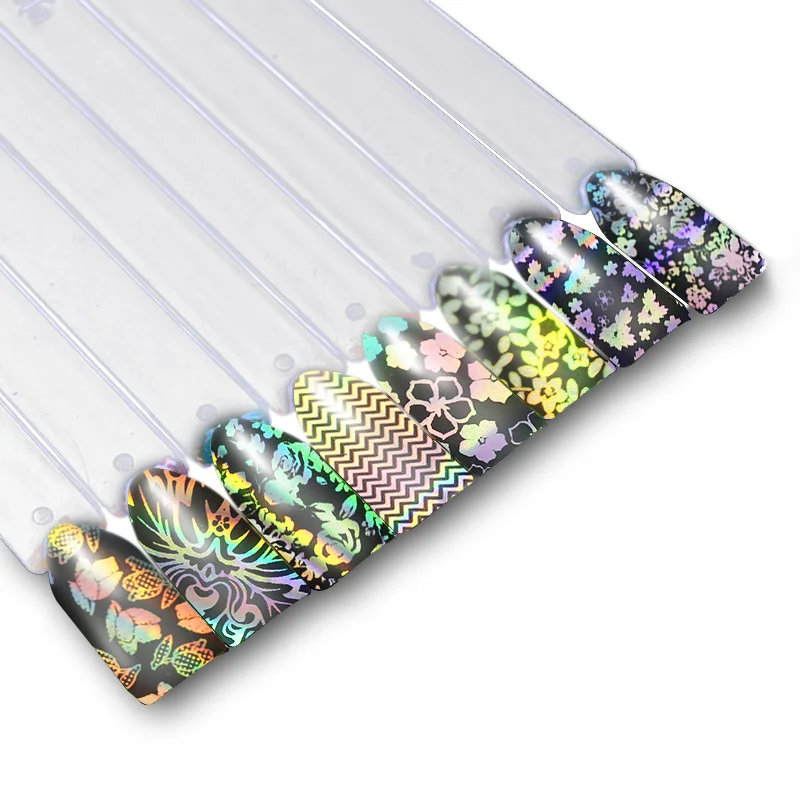 

8Pcs/1set 4*20cm Unicorn Nail Foil Christmas Holographic Flowers Image DIY Nail Art Transfer Sticker Holo Nail Sticker