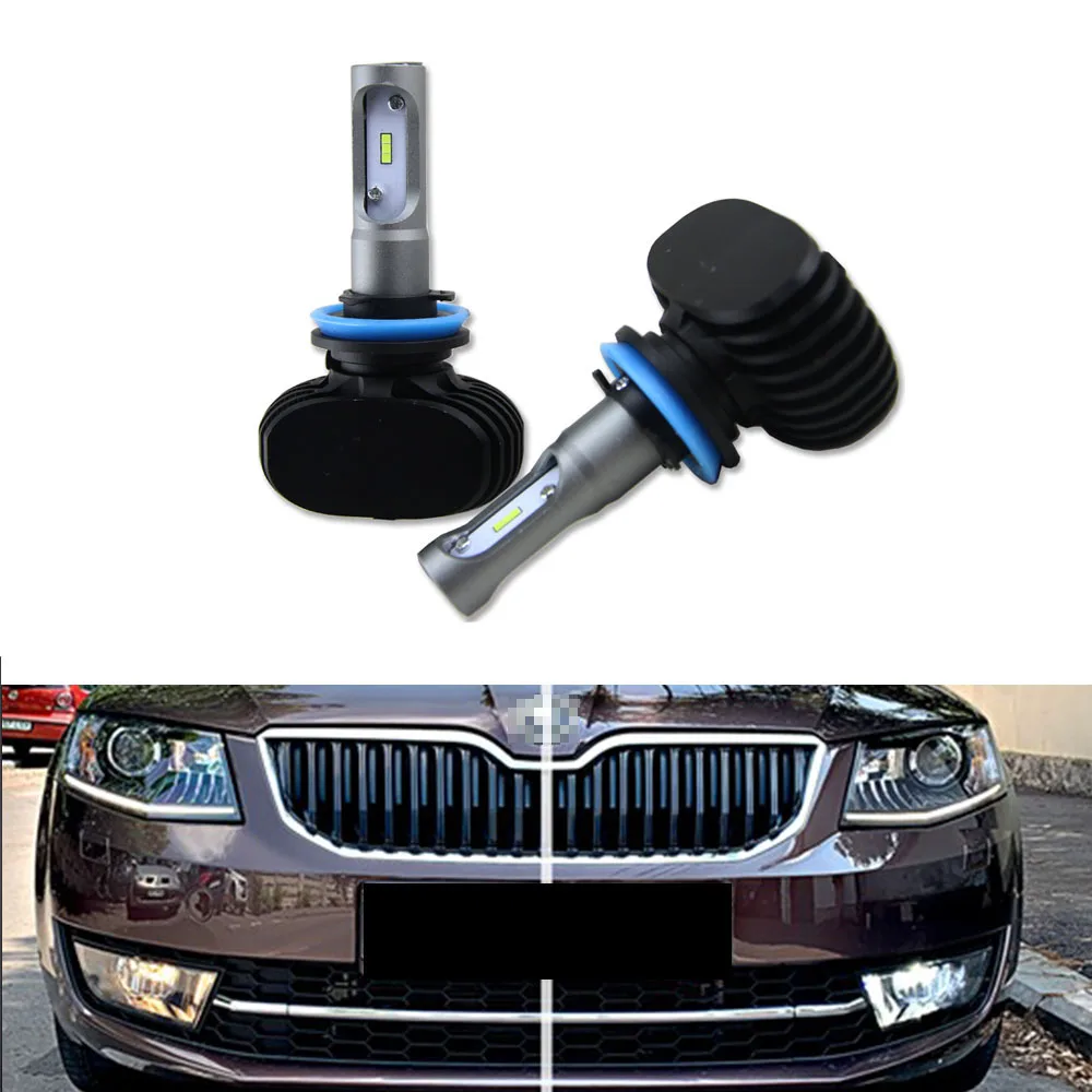 

S1 H8 Car LED Fog Light Bulb 8000lm 12V 50w/pair Led Headlights For Skoda Octavia 3 5E PreFL (2014)