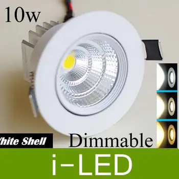 

White shell 10w Led Cob Downlight Dimmable led Recessed spot lights lamp AC110-240V 12v warm cold white 60angle + Driver UL CE