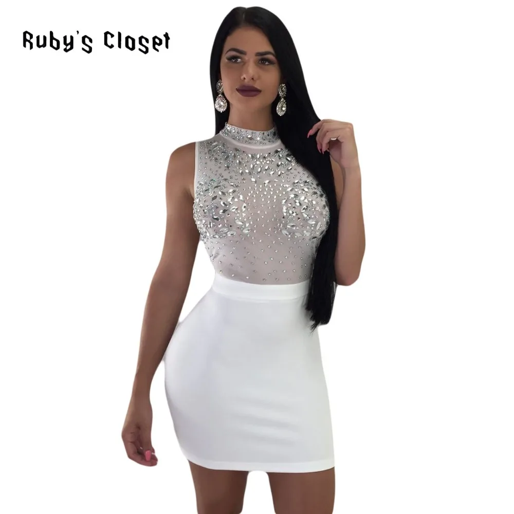 Ruby's Closet women Summer sundress mesh lace translucent diamond ...