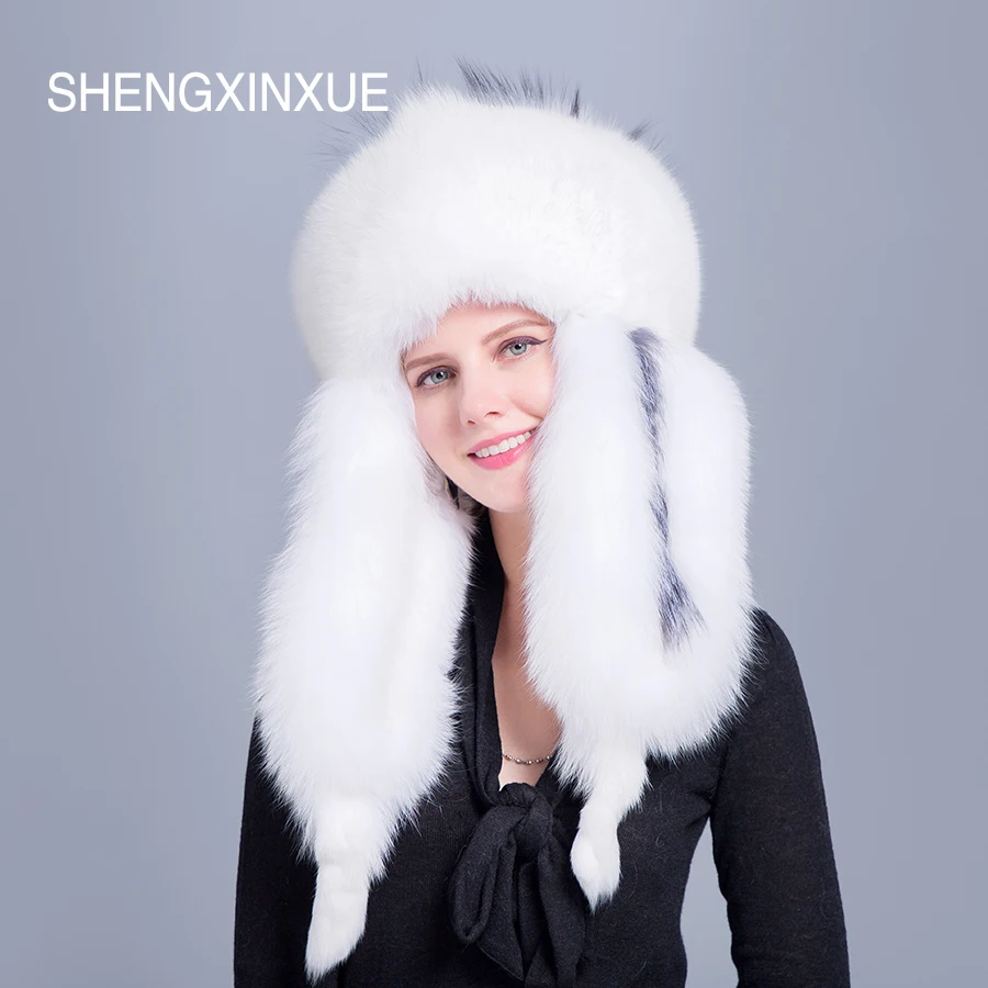 Женская шапка JIQIUZHANXUEFEI2019 из натурального Лисьего меха для девочек|Женские Skullies и