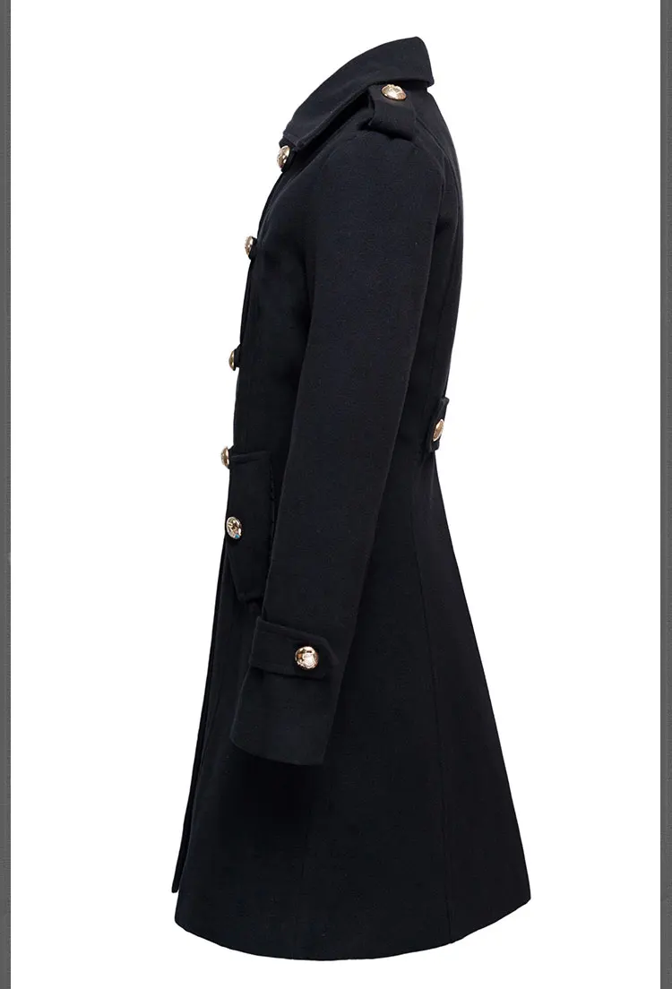 Модное женское двубортное длинное шерстяное пальто в стиле милитари с воротником-стойкой размера плюс 2XL