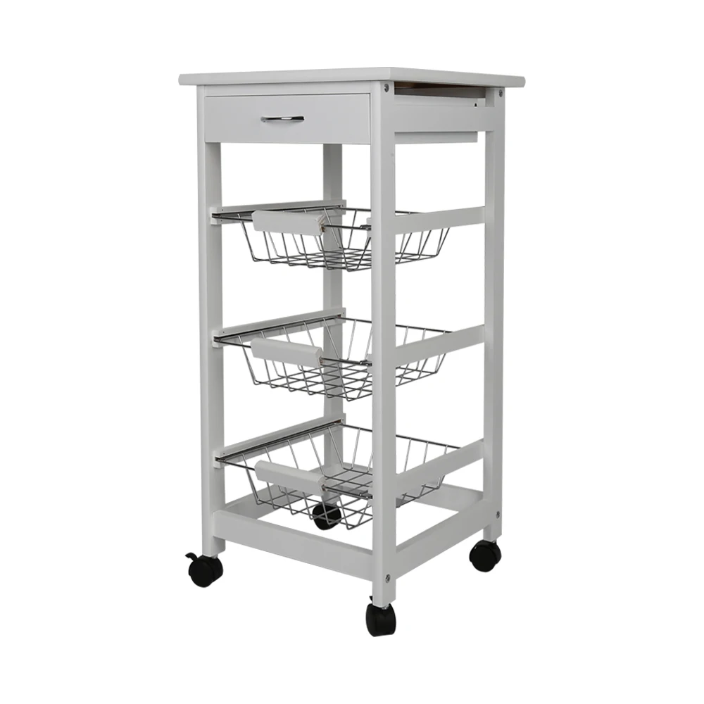 New Kitchen Trolley Cart Three Layer Dining Shelf Rack With
