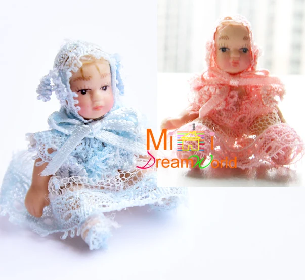 

Doll Sweet Blue/pink Lace pajamas Cute Baby 1/12 Dollhouse Miniature