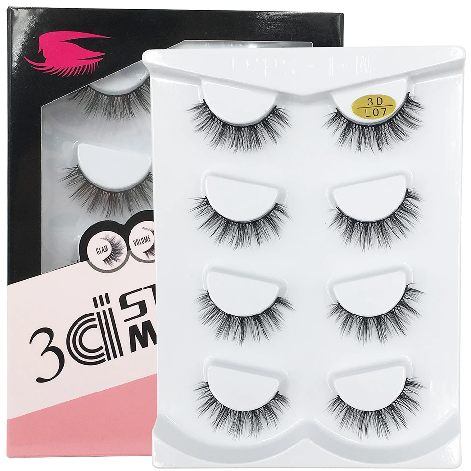 

YAQIMEIER 4 Pairs Faux Silk Lashes Lightweight Short 3d False Eyelashes Flutter Effect Mink Eye Lashes Natural Lashes ML3DL07
