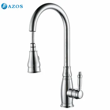 

Kitchen Sink Faucets Rotatable Shower Hose Pull Out Down Spray Single Hole Chrome Polished Deck Mounted Mixer CFLT162