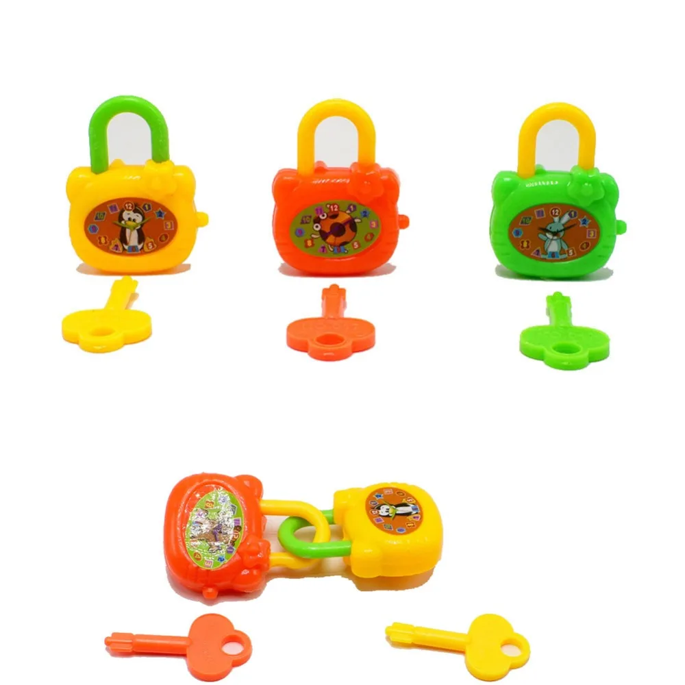 2 шт Пластиковые Мультяшные Детские с ключами игрушечные замки Блокировка ноутбука подарок игрушки для детей красочные игрушки на день рождения