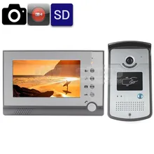 DIYSECUR Video Record / Photograph 7 inch Wired Video Door Phone Doorbell Home Security Intercom System RFID Camera